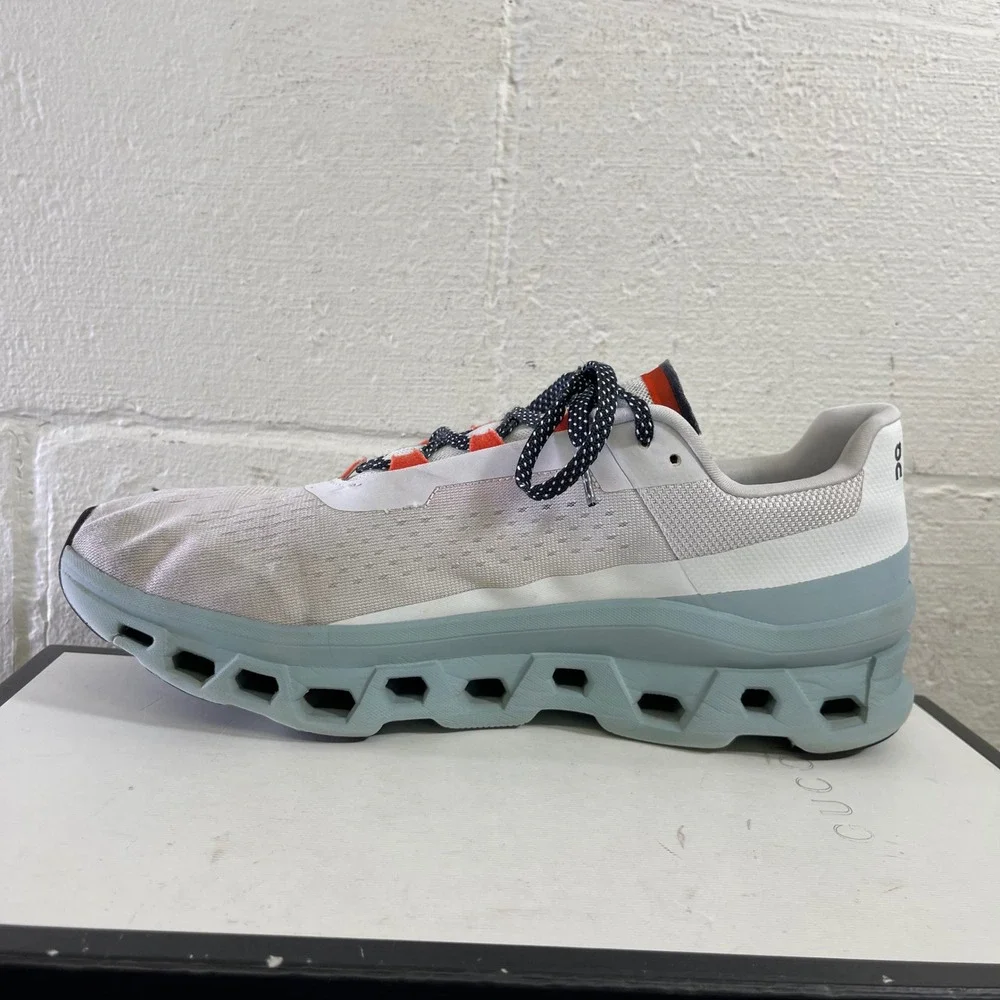 On Cloudmonster Frost‎ Surf White Athletic Running Shoes Sneakers Men's 12 US